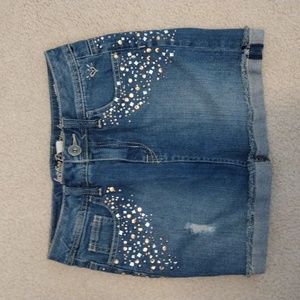 Justice Girls 12R Premium Embellished Jeans Skirt W/Attached shorts Inside